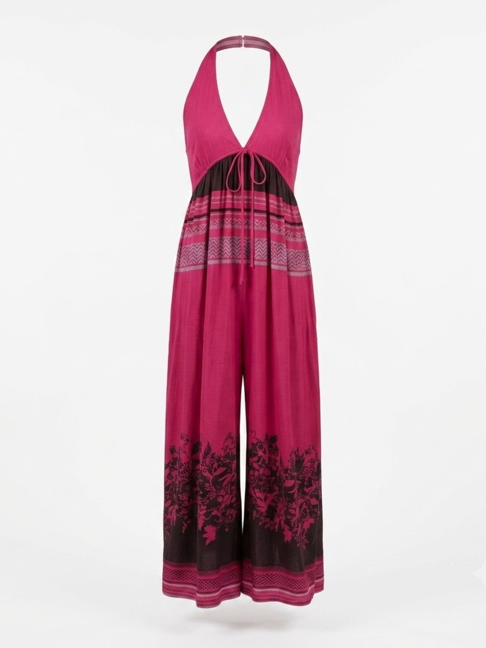Free People Wide Leg Jumpsuit Fushia Halter Medium
